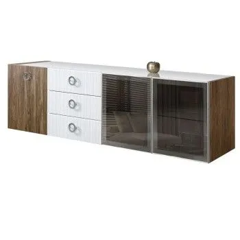 Комод 2.1м Bogemia Woodline Fly Wood Fi (Белый) (Lakobel/Хром) БМКМ-5[5][10]