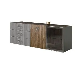 Комод 1.6м Bogemia Fly Wood Fi (Серый) (Lakobel/Хром) БМКМ-4[5][10]