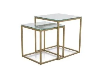 Комплект Signal GLORIA II, 2 стола журнальных (белый мрамор/золотой)