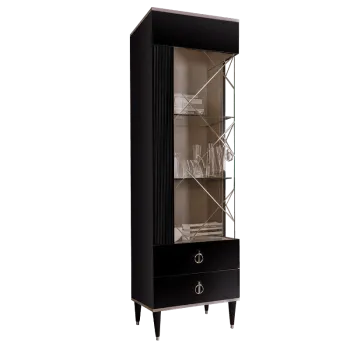 Витрина 1-ств. Римини СОЛО (Черный/Серебро) (Левая) РМВ1-1С(s)