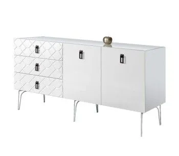 Комод 1.6м Bogemia Farfalle (Белый) (Lakobel/Черный) БМКМ-4(Fa)