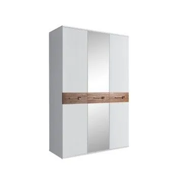 Шкаф 3-х дверный с зеркалом Bogemia Wood Wo (Белый/Золото) БМШ1/3(Wo)