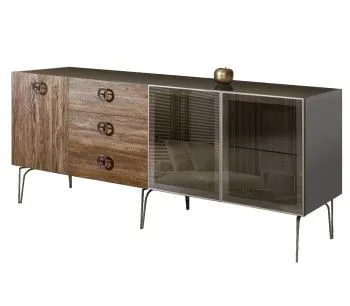 Комод 2.1м Bogemia Wood Fi (Серый) (Lakobel/Хром) БМКМ-5(Wo)[5][10]