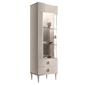 Витрина 1-ств. Римини СОЛО (Белый/Серебро) (Левая) РМВ1-1С(s)