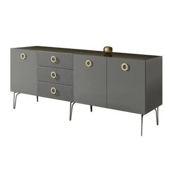 Комод 2.1м Bogemia Fillini (Серый) (Lakobel/Золото) БМКМ-5(Fi)