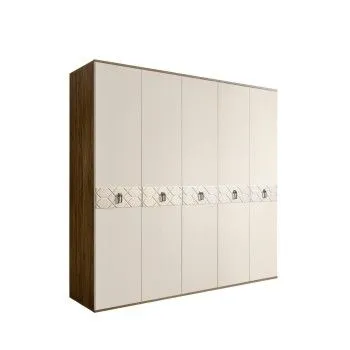 Шкаф 5-ти дв. Bogemia Woodline Fa (Слоновая кость/Хром) БМШ2/5(Fa)