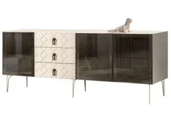 Комод 2.1м Bogemia Farfalle (Слоновая кость) (Lakobel/Черный) БМКМ-5(Fa)[5]