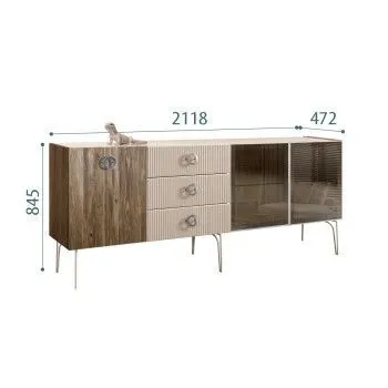 Комод 2.1м Bogemia Woodline Wood Fi (Ваниль) (Lakobel/Хром) БМКМ-5[5][10]