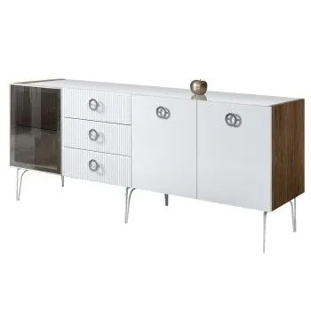 Комод 2.1м Bogemia Woodline Fi (Белый) (Lakobel/Хром) БМКМ-5[4]