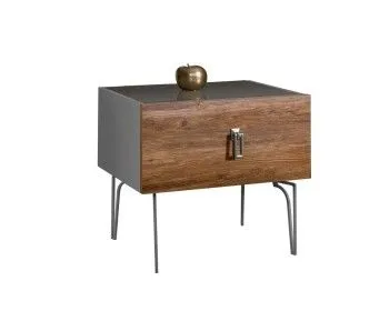 Тумба прикроватная Bogemia Wood Fa (Серый) (Lakobel/Хром) БМТП-1(Wo)