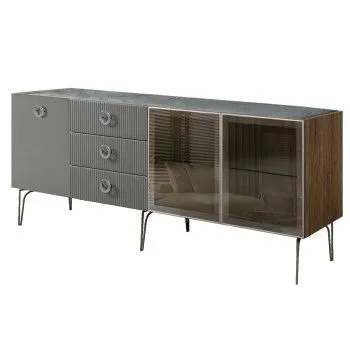 Комод 2.1м Bogemia Woodline Fi (Серый) (Novabuk/Хром) БМКМ-5[5][10]