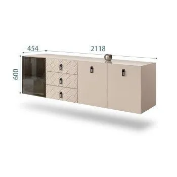 Комод 2.1м Bogemia Fly Farfalle (Ваниль) (Lakobel/Черный) БМКМ-5[4]