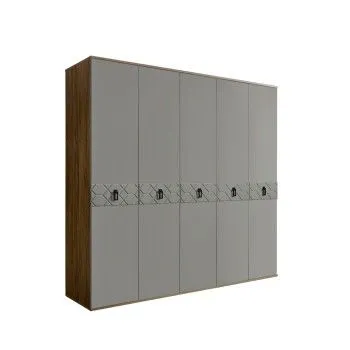 Шкаф 5-ти дв. Bogemia Woodline Fa (Серый/Черный) БМШ2/5(Fa)