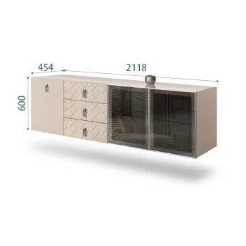 Комод 2.1м Bogemia Fly Fa (Ваниль) (Lakobel/Хром) БМКМ-5[5][10]