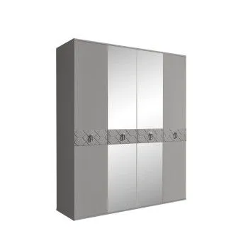 Шкаф 4-х дв. с зеркалами Bogemia Farfalle (Серый/Хром) БМШ1/4(Fa)