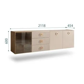 Комод 2.1м Bogemia Woodline Fly Fi (Ваниль) (Novabuk/Золото) БМКМ-5[4]