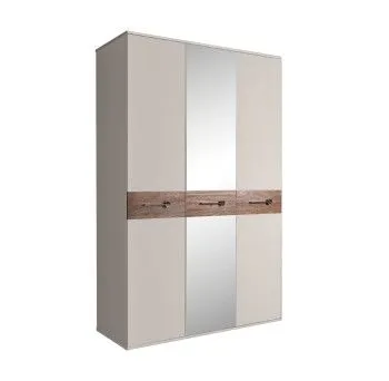 Шкаф 3-х дверный с зеркалом Bogemia Wood Wo (Шелк/Хром) БМШ1/3(Wo)