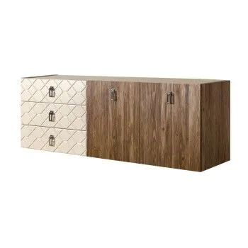 Комод 1.6м Bogemia Woodline Fly Wood Fa (Слоновая кость) (Novabuk/Хром) БМКМ-4