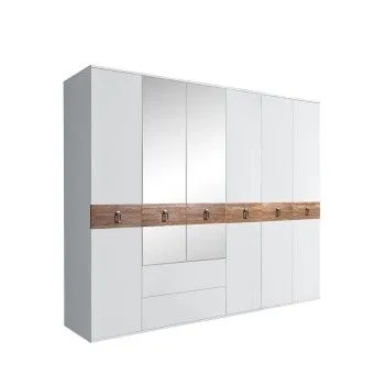 Шкаф 6-ти дверный с зеркалами, с ящиками, Bogemia Wood Fa (Белый/Хром) БМШ1/61(Wo)