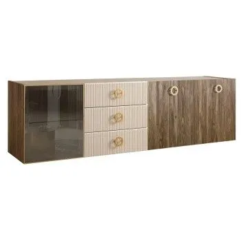 Комод 2.1м Bogemia Woodline Fly Wood Fi (Слоновая кость) (Novabuk/Золото) БМКМ-5[4]