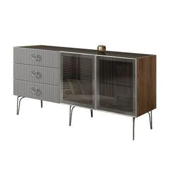 Комод 1.6м Bogemia Woodline Fi (Серый) (Lakobel/Хром) БМКМ-4[5]