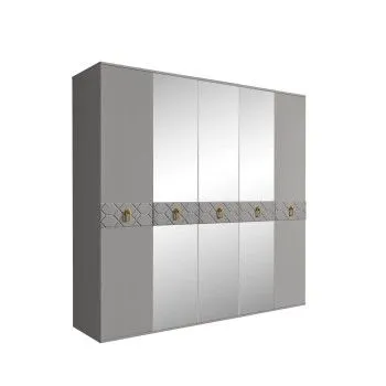 Шкаф 6-ти дв. с зеркалами Bogemia Farfalle (Серый/Золото) БМШ1/6(Fa)