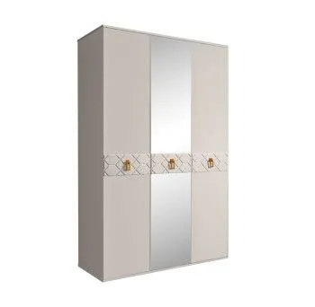 Шкаф 3-х дверный с зеркалом Bogemia Farfalle (Шелк/Золото) БМШ1/3(Fa)