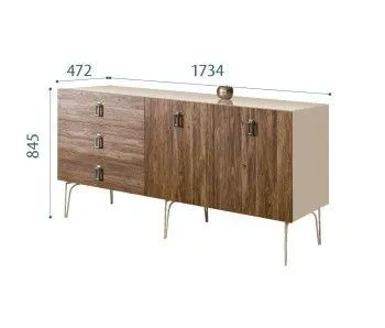 Комод 1.6м Bogemia Wood Fa (Ваниль) (Lakobel/Хром) БМКМ-4(Wo)