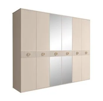 Шкаф 6-ти дв. с зеркалами Bogemia Fillini (Ваниль/Золото) БМШ1/6(Fi)