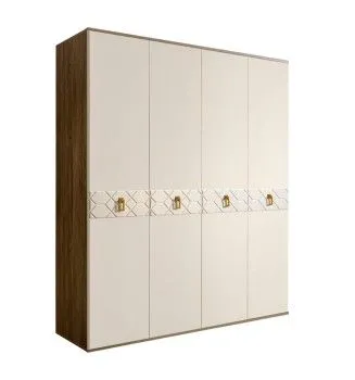 Шкаф 4-х дверный Bogemia Woodline Fa (Слоновая кость/Золото) БМШ2/4