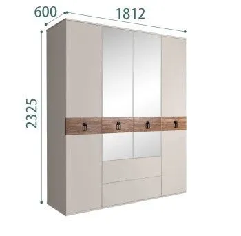 Шкаф 4-х дверный с зеркалами, с ящиками, Bogemia Wood Fa (Шелк/Черный) БМШ1/41(Wo)