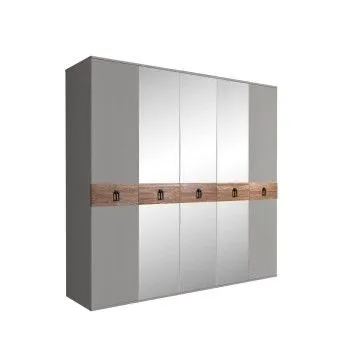 Шкаф 5-ти дв. с зеркалами Bogemia Wood Fa (Серый/Черный) БМШ1/5(Wo)