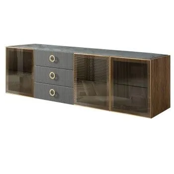 Комод 2.1м Bogemia Woodline Fly Fi (Серый) (Novabuk/Золото) БМКМ-5[5]