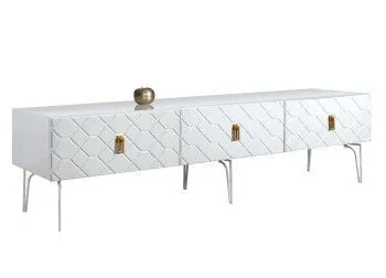 Тумба под телевизор 2.1м Bogemia Farfalle (Белый) (Lakobel/Золото) БМТ-2(Fa)