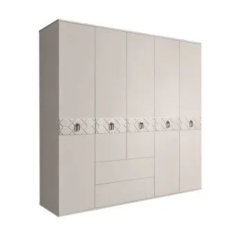 Шкаф 5-ти дверный с ящиками, Bogemia Farfalle (Шелк/Хром) БМШ2/51(Fa)