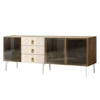 Комод 2.1м Bogemia Woodline Fa (Слоновая кость) (Novabuk/Золото) БМКМ-5[5]