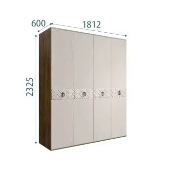 Шкаф 4-х дверный Bogemia Woodline Fa (Шелк/Хром) БМШ2/4