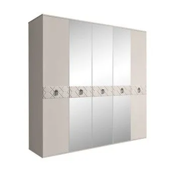 Шкаф 5-ти дв. с зеркалами Bogemia Farfalle (Шелк/Хром) БМШ1/5(Fa)