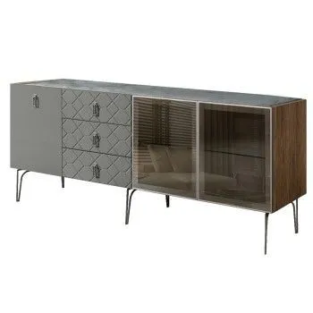 Комод 2.1м Bogemia Woodline Fa (Серый) (Novabuk/Хром) БМКМ-5[5][10]