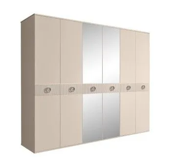 Шкаф 6-ти дв. с зеркалами Bogemia Fillini (Ваниль/Хром) БМШ1/6(Fi)
