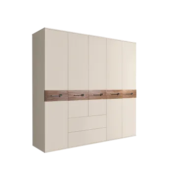 Шкаф 5-ти дверный с ящиками, Bogemia Wood Wo (Слоновая кость/Хром) БМШ2/51(Wo)