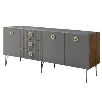 Комод 2.1м Bogemia Woodline Fi (Серый) (Novabuk/Золото) БМКМ-5