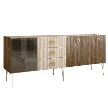 Комод 2.1м Bogemia Woodline Wood Fi (Слоновая кость) (Novabuk/Золото) БМКМ-5[4]