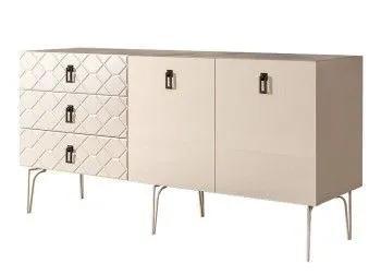 Комод 1.6м Bogemia Farfalle (Слоновая кость) (Novabuk/Черный) БМКМ-4(Fa)