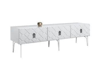 Тумба под телевизор 1.6м Bogemia Farfalle (Белый) (Lakobel/Хром) БМТ-1(Fa)