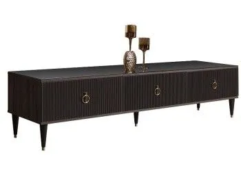 Тумба под телевизор 3 ящика Римини СОЛО (Орех империя/Золото) РМТ-4(s)[10]