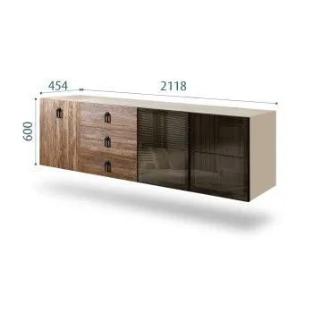 Комод 2.1м Bogemia Fly Wood Fa (Ваниль) (Novabuk/Черный) БМКМ-5[5][10]