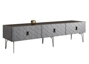 Тумба под телевизор 2.1м Bogemia Farfalle (Серый) (Lakobel/Черный) БМТ-2(Fa)