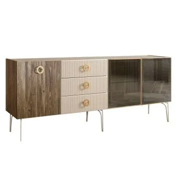 Комод 2.1м Bogemia Woodline Wood Fi (Слоновая кость) (Novabuk/Золото) БМКМ-5[5][10]