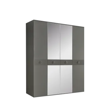 Шкаф 4-х дверный с зеркалом, с ящиками Римини СОЛО (Серый/Серебро) РМШ1/41(s)